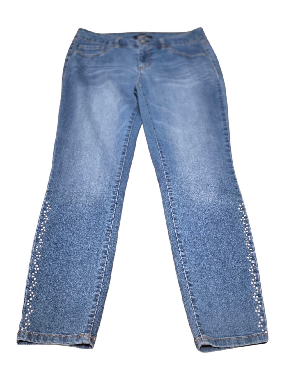 D. Jeans Embellished Leg Ankle Length Denim Blue Jeans Size 8 EUC
